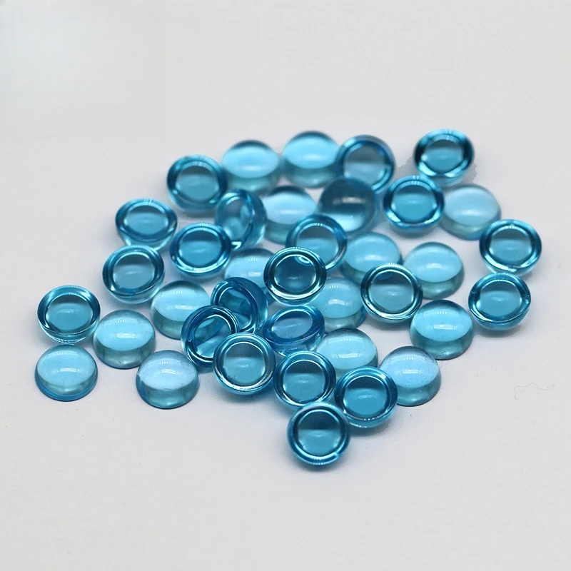 Swiss blue topaz/blue wafer flat plain RD curved ring face loose stone jewelry inlay