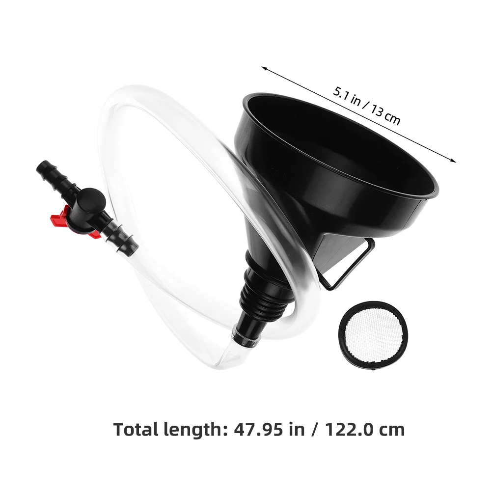 1 مجموعة قمع زيت ممتد مع مفتاح صمام خرطوم مرن طويل واسع الفم لزيت المحرك مبرد الوقود استخدام السيارات رقم #5