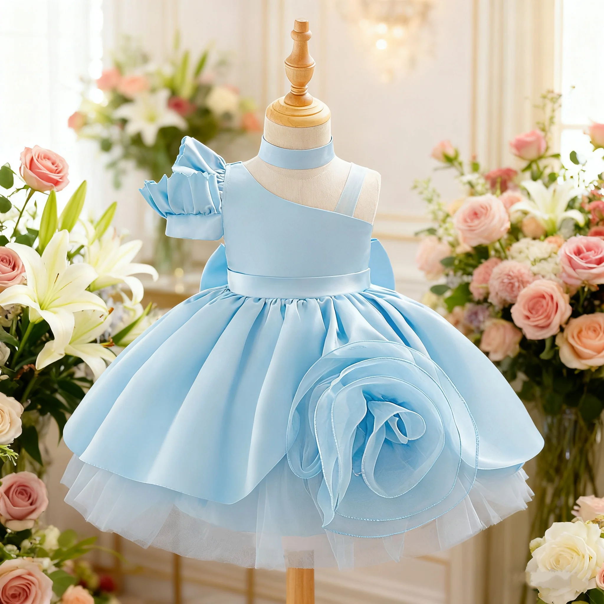 

Floral dress with thin straps is suitable as a birthday gift for baby girls at birthday parties and first birthday celebrations