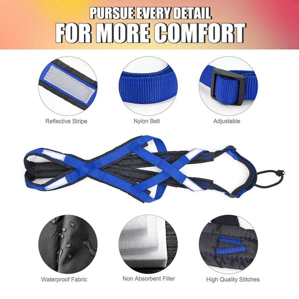 Reflective Dog Sled Harness Waterproof Big Dog Sledding Harnesses Pet Training Pull Strength Strap for Dogs Skijoring Scootering