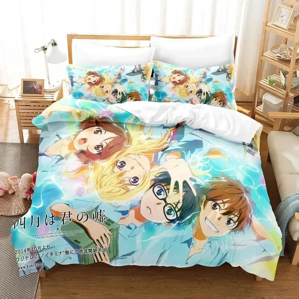 

Anime Your Lie in April Comfortable Duvet Quilt Cover Pillowcase Bedding Set Children Bedroom Decoration Home Textile
