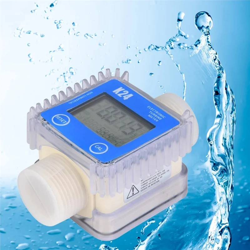 Digital K24 Turbine Oil Fuel Flow Meter Gauge LCD Fuel Flow Meter Chemicals Water Sea Liquid Flow Meters Measuring Tools