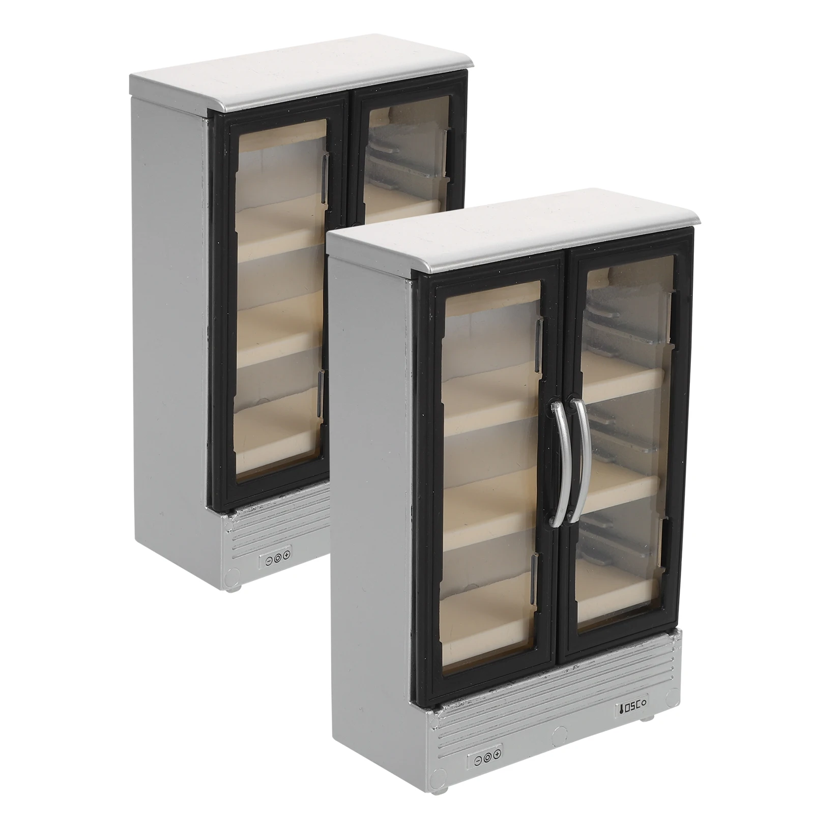 

2Pcs Mini Fridge Dollhouse Accessory Double Door Opening Design for Kitchen Scene Setup Realistic Pretend Room