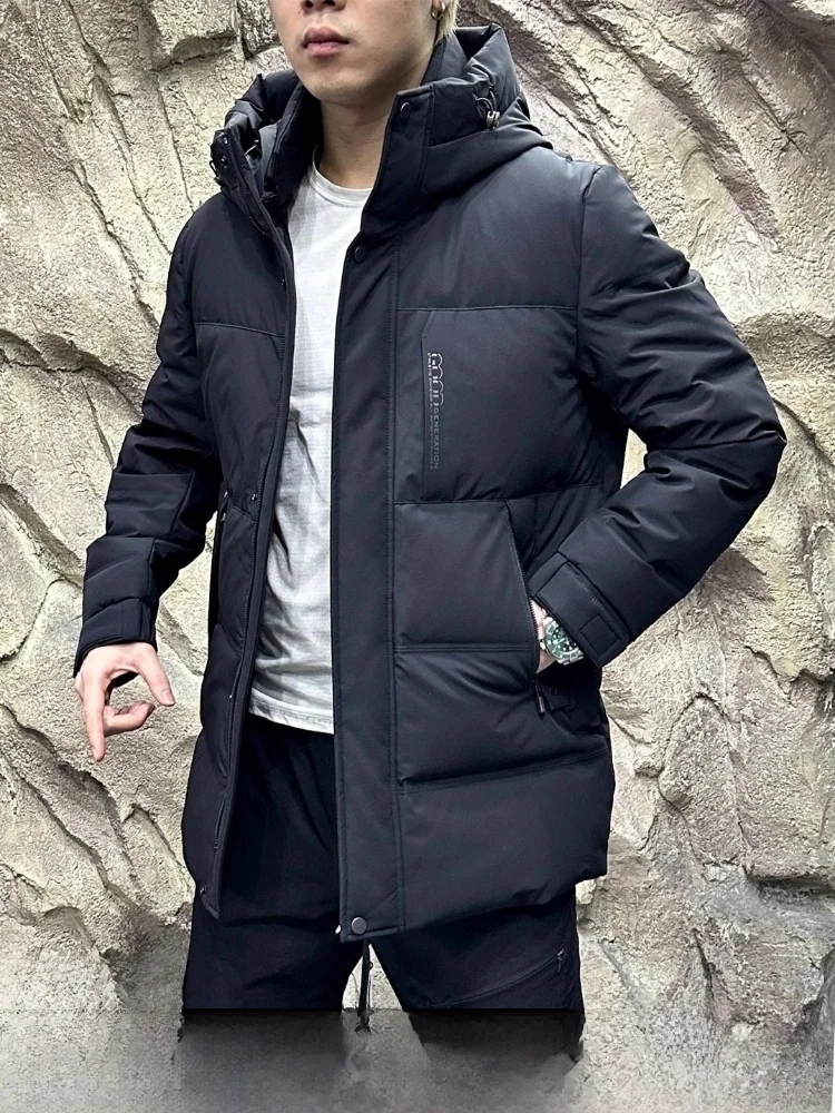 

Тяжелая теплая 90-дюймовая пуховая зимняя мужская термосветоотражающая куртка с капюшоном для поездок на работу, пухозащитное ветрозащитное пальто