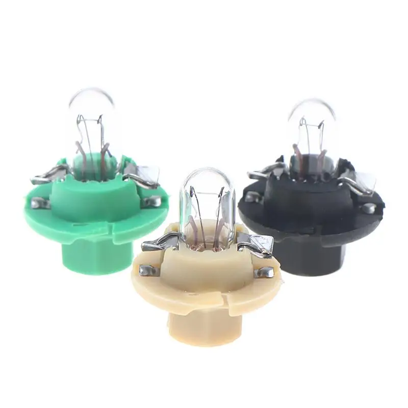 

New 2pcs T5 Bulb Lamps For Car Dashboards Instrument 12V 1.2W 1.5W 2W Black/Green/Yellow Base Instrument Indicator Bulbs