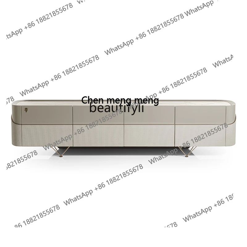

Light Luxury TV Cabinet Sofa Combination Post-Modern Simple Living Room Locker Italian Marble Floor Cabinet