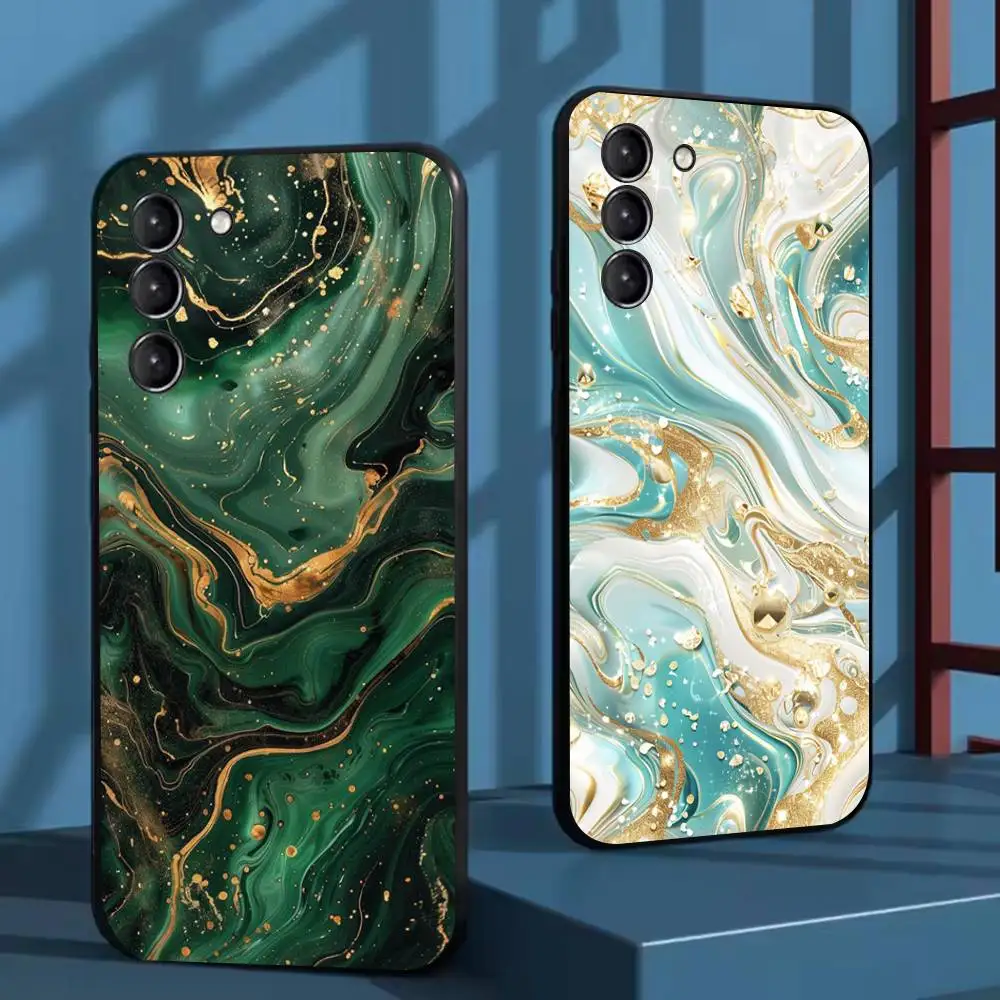 

Marble Art Fashion Pattern Phone Case For Samsung Galaxy A73,91,80,72,51,53,52,71,22,5G,Note,J7,8,9 Soft Black Cover