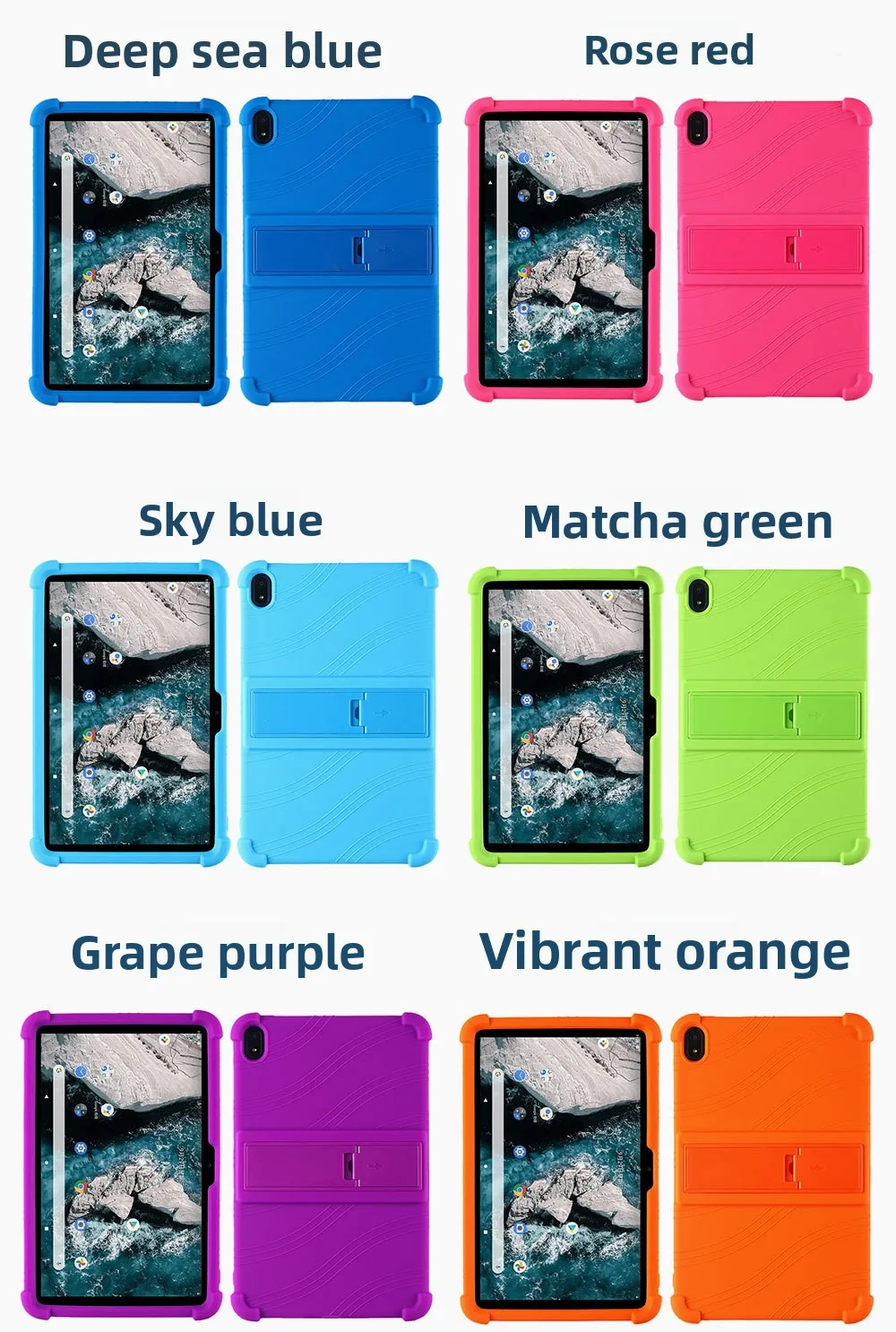 Für Nokia T20 10,4 Zoll Tablet-Hülle, Silikonhülle mit Ständer, stoßfest, stoßfest, Ganzkörper-Schutzhülle für Kinder – Detail 10