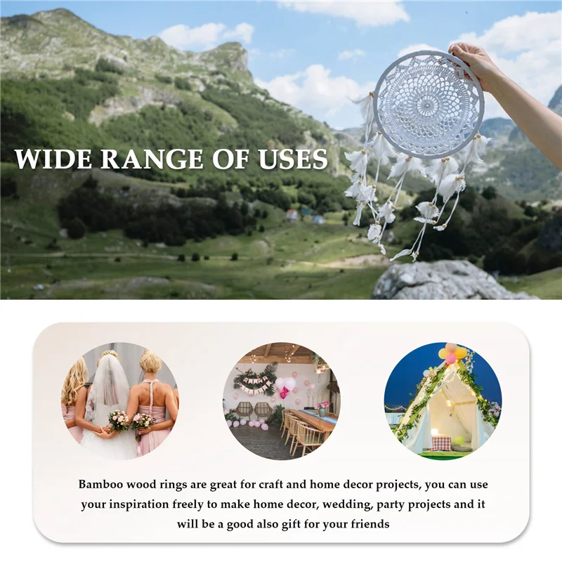 

Бамбуковый обруч с цветочным принтом, 15 упаковок, 3 размера, Ловец снов, бамбуковое деревянное круглое кольцо для свадебного декора, ловцы снов и поделки