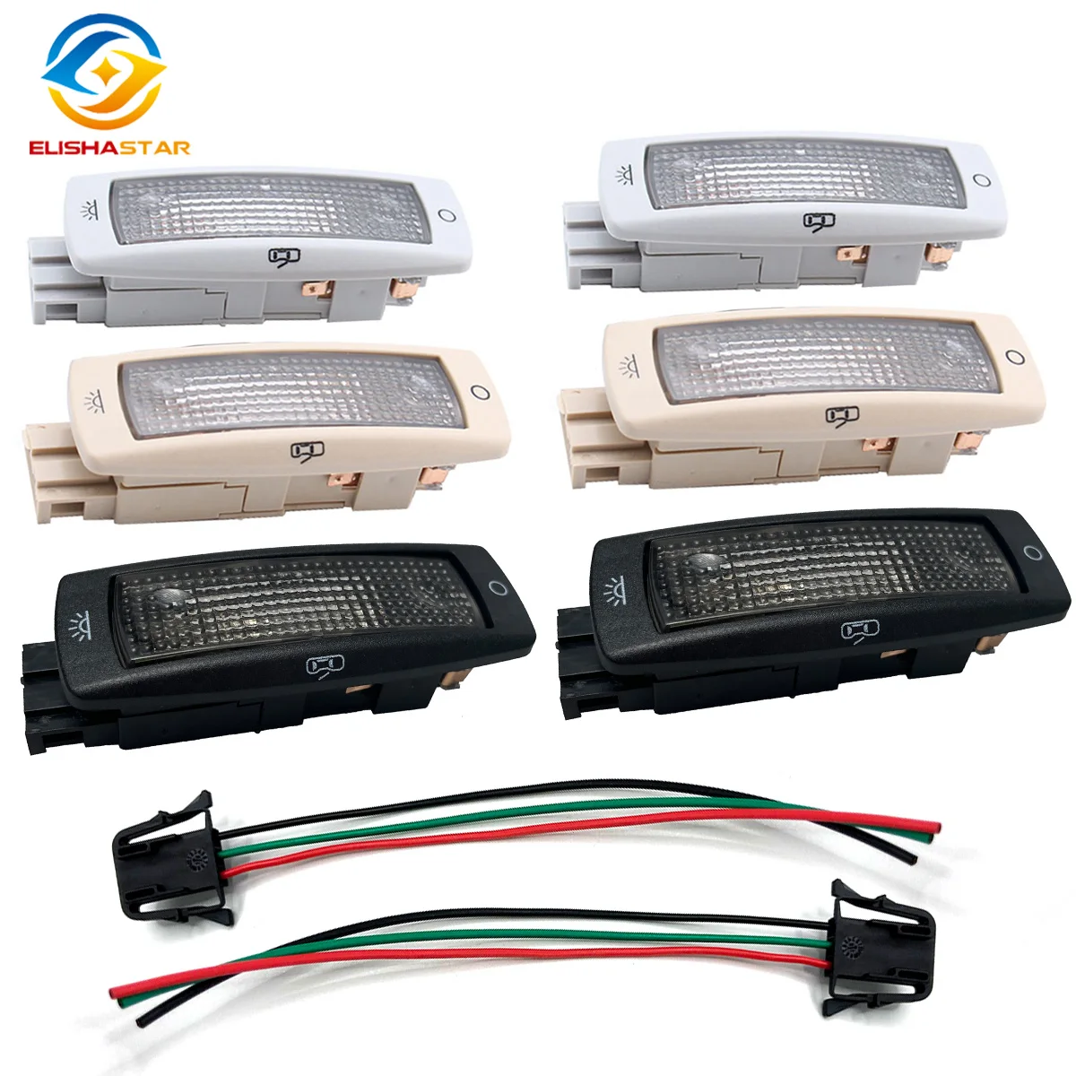 2pcs Rear Reading Dome Lamp Ceiling Light Harness Cable 3B0947291 For VW Golf Passat Beetle Bora Superb Leon Black Beige Gray