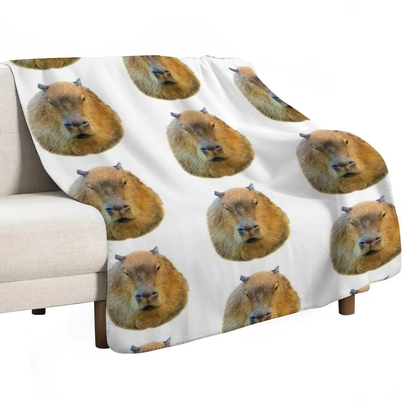 Capybara head Throw Blanket bed plaid sofa bed Plaid on the sofa Soft Beds Comforter Camping Blankets