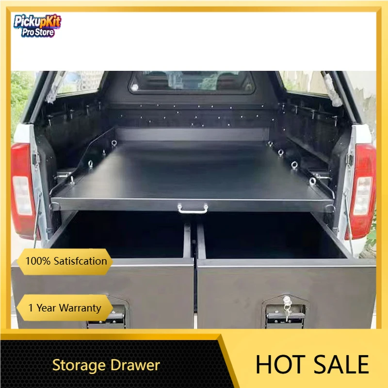 

Индивидуальная алюминиевая система хранения для кузова пикапа с двойными выдвижными ящиками и сдвижной грузовой платформой