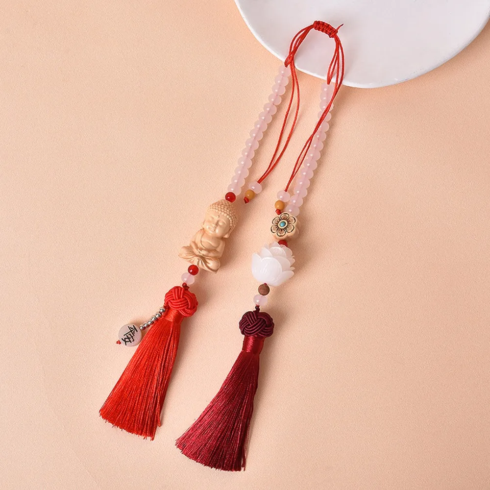 

Double Tassel Car Buddha Pendant Good Luck Protective Rearview Mirror Oranments Chinese Traditional Culture