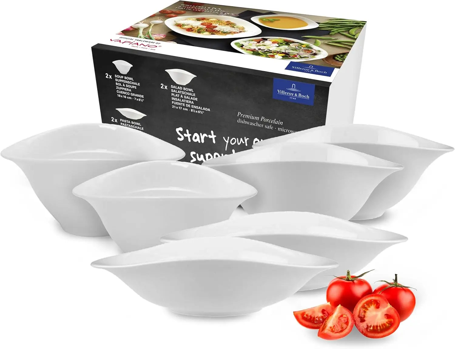 

Modern Oval Porcelain Bowl Set for Pasta, Soup & Salad - Dishwasher & Microwave Safe