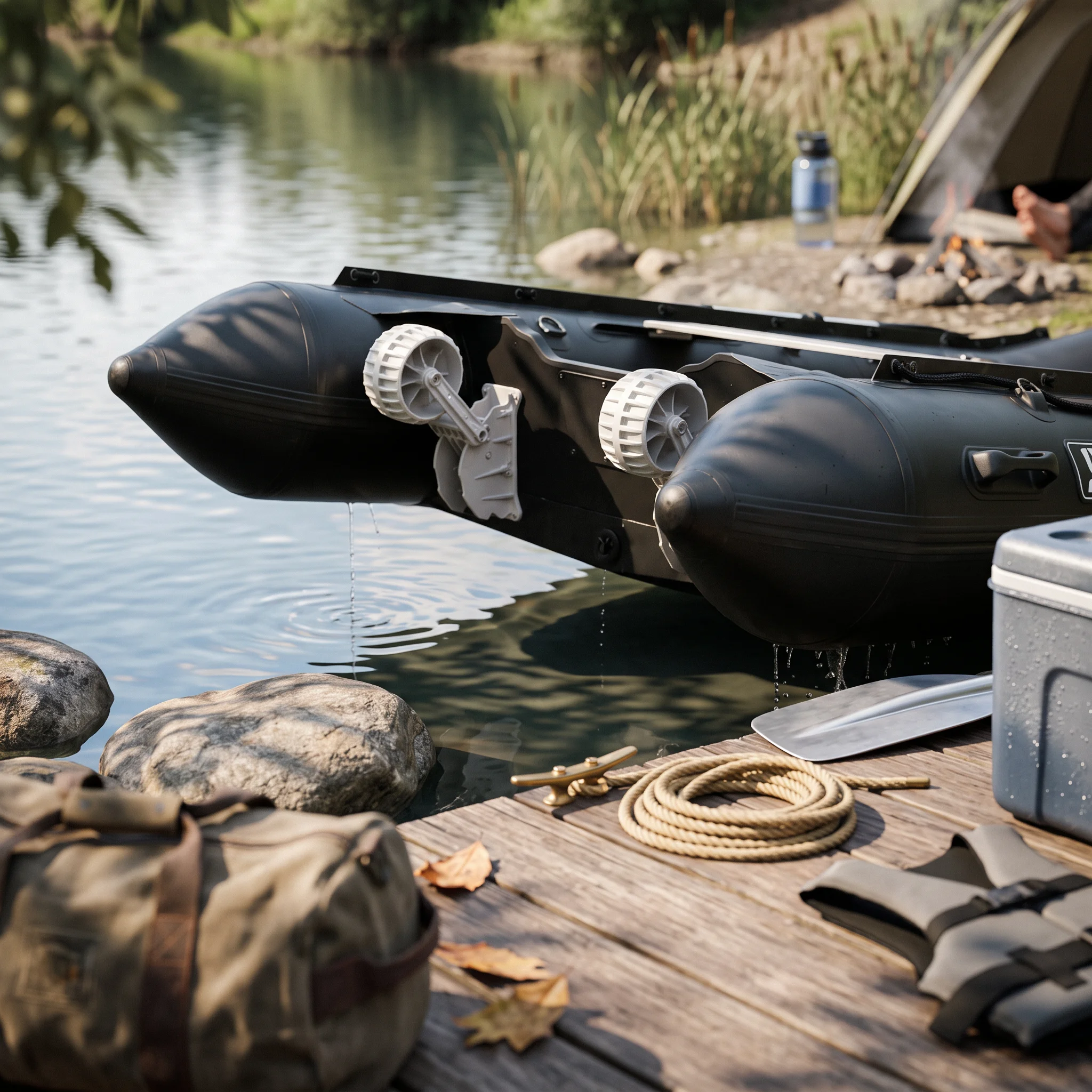 tug-wheel-assembly-ribbed-boat-wheel-with-retractable-bracket-compact-long-lasting-for-boaters-fishing-boats-dockside