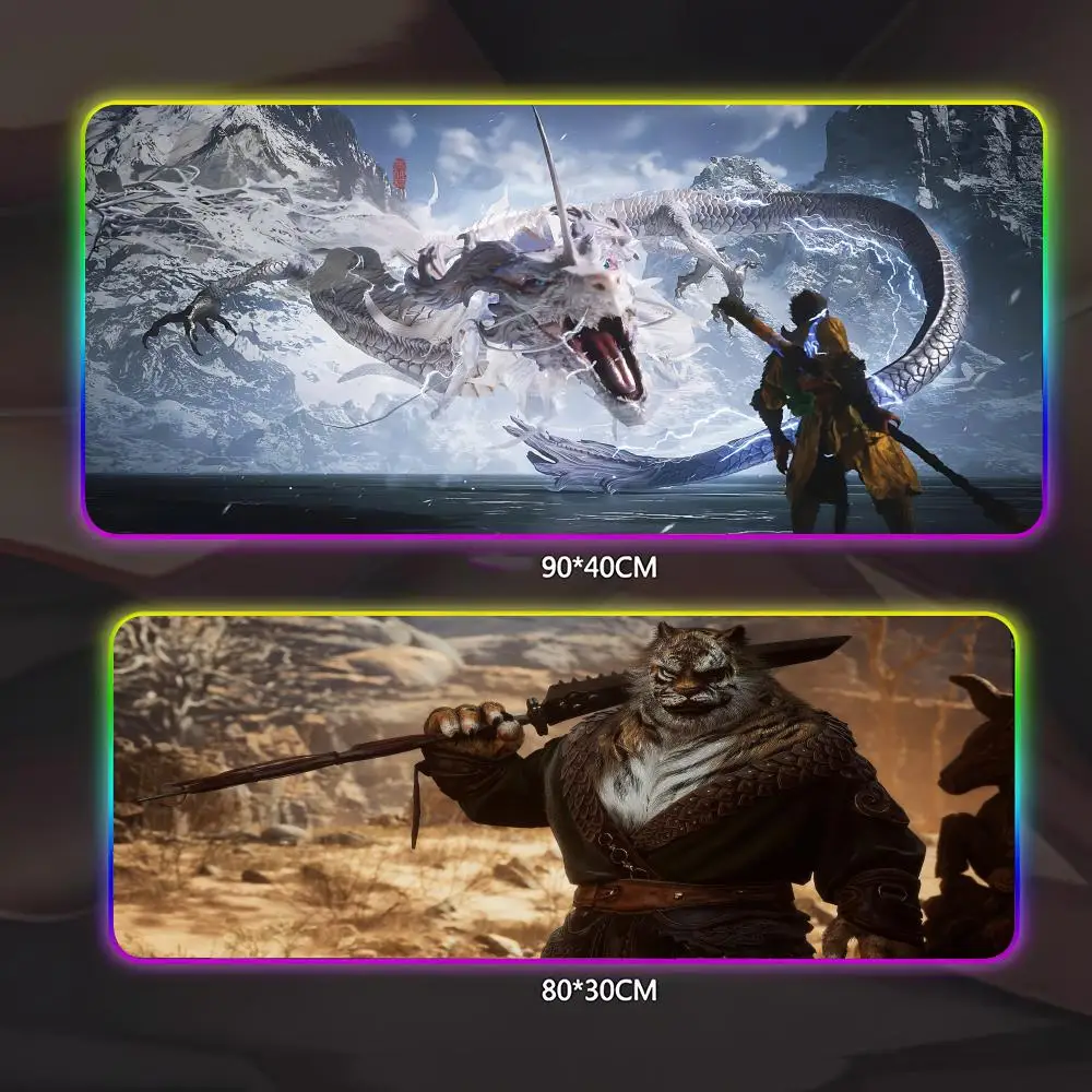 

Черный миф Wukong коврик для мыши геймер люминесцентный светодиодный коврик для мыши игровой стол Rgb настольный коврик клавиатура ПК коврик для мыши