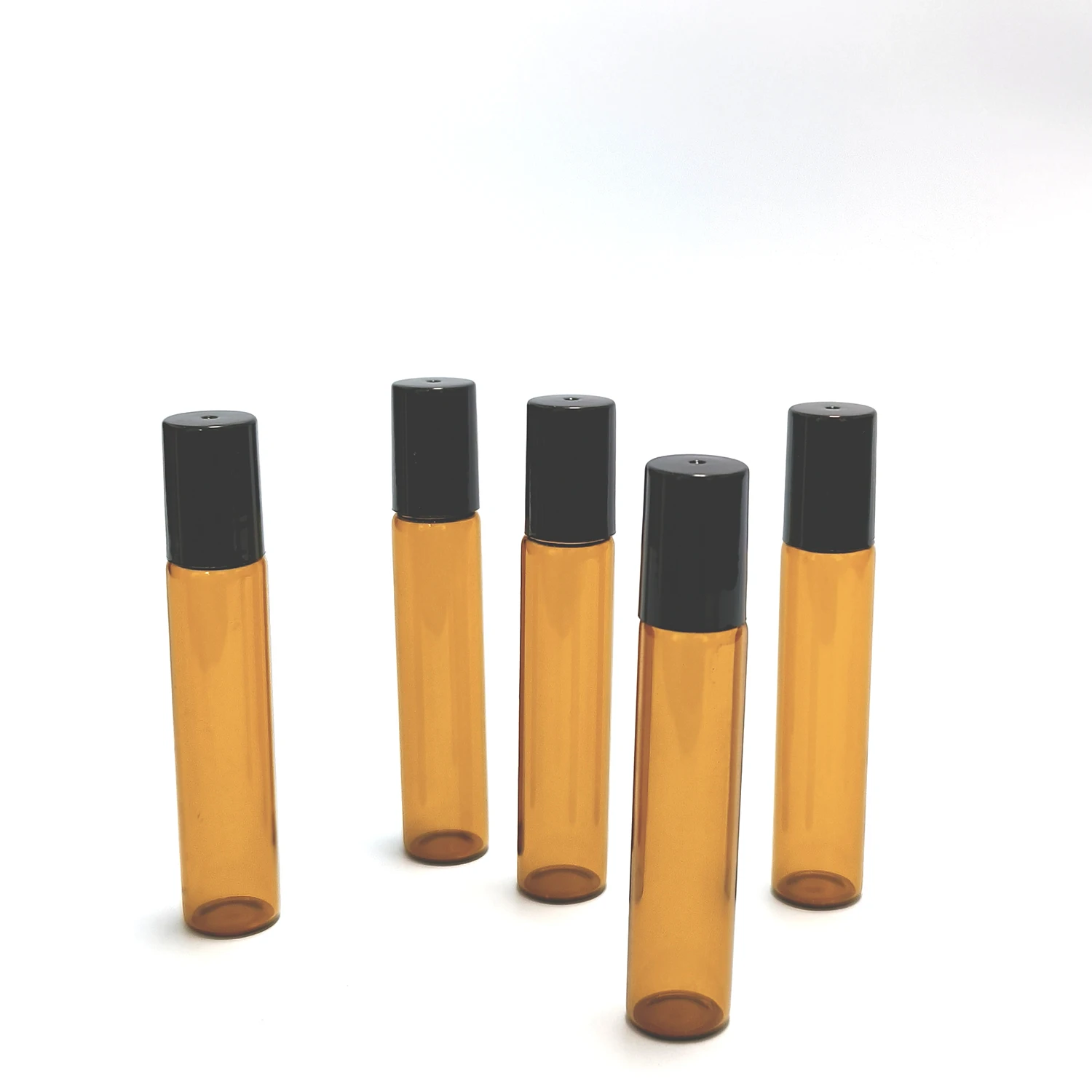 5PCS 5/10ML Amber Roller Ball Essential Glass Oil Bottle Empty Perfume Roller Ball Refillable Liquid Container Makeup Tool