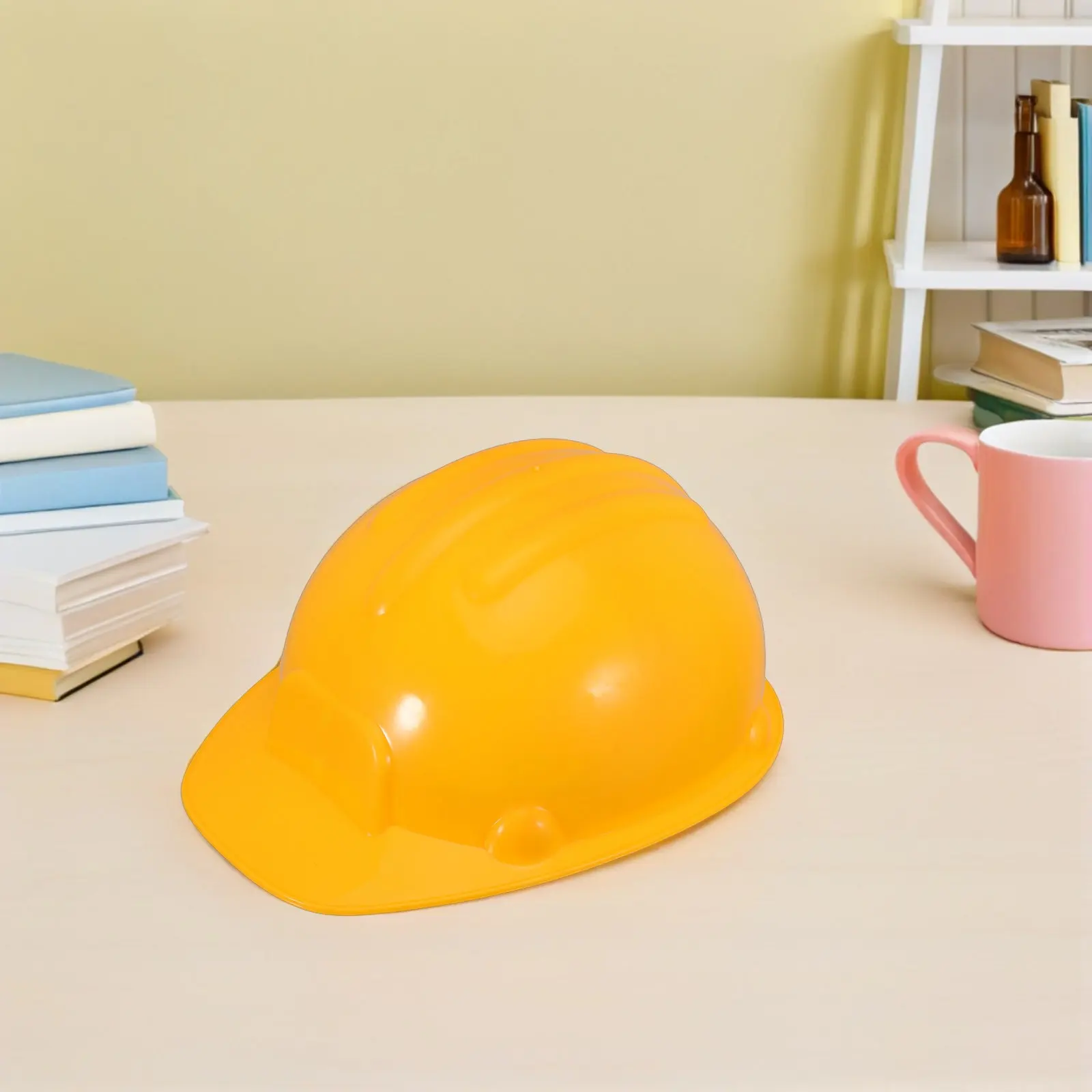 2Pcs Yellow Plastic Construction Hard Hats Kids Worker Hats Toddlers Engineer Dress Up Role Play Birthday Carnival