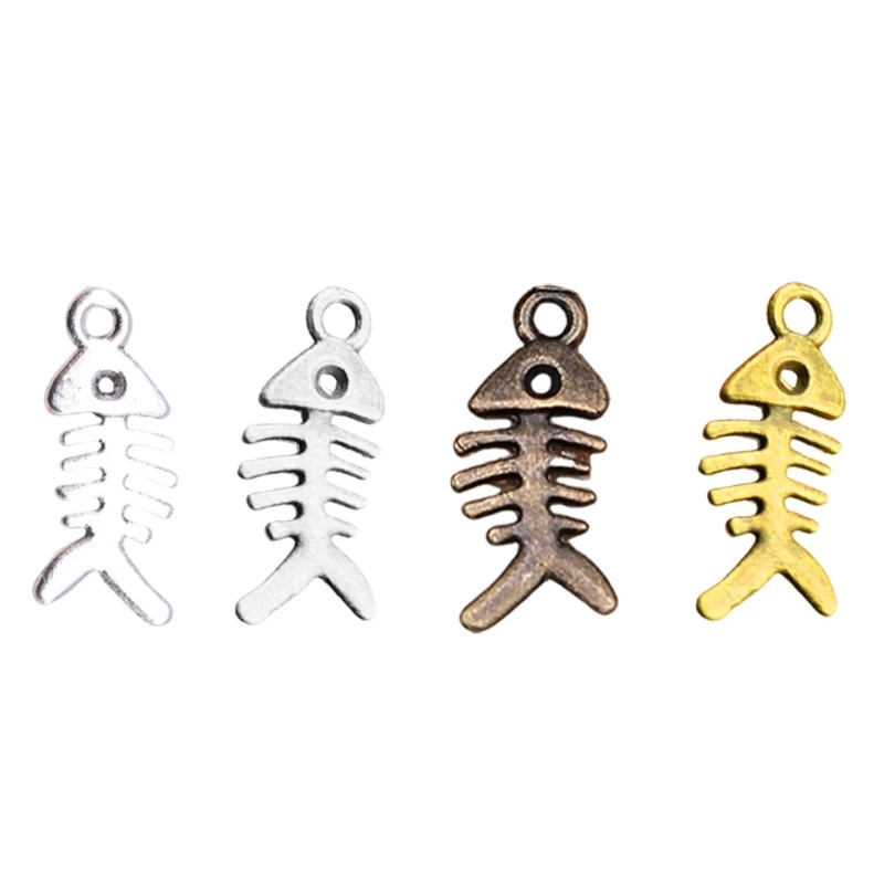 

40pcs Fishbone Charm Accessory for Crafting Jewelry Unique Sturdy Alloy Fish Bone Pendants with Vintage Styles Dropship