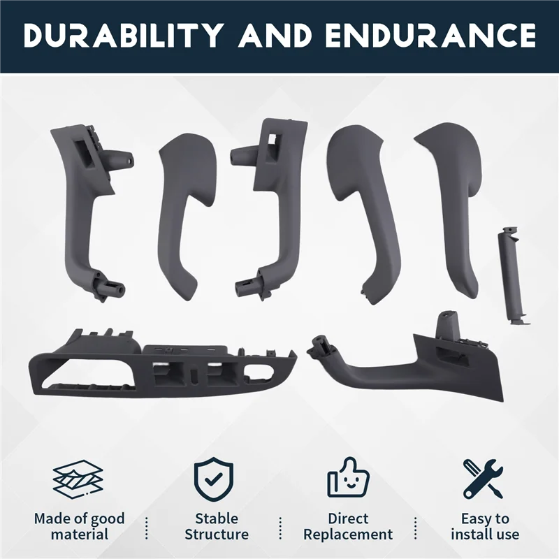 

Premium Gray Interior Door Handle Grab Cover Set For VW Golf 5 Gti MK5 Jetta MK5 LHD 1K4868049C