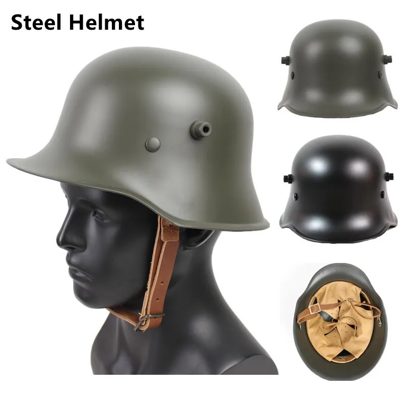 M18 スチールヘルメット レザーライナー付き ドイツ軍 M1916 レプリカ WWI German M18 Helmet M16 M1916 Steel Helmet Military REPRO