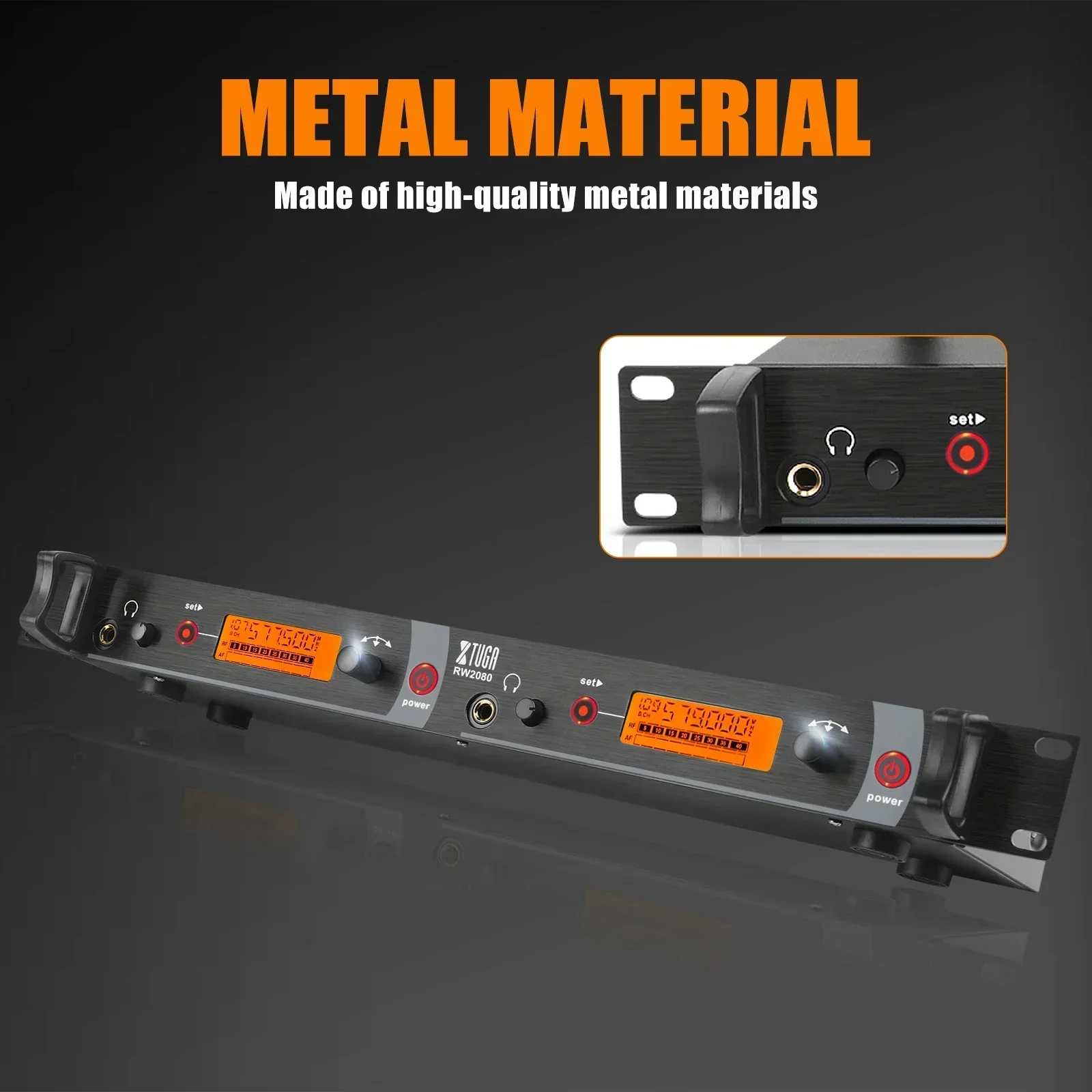 RW2080 2 Channel 6 Bodypacks Wireless In Ear  System Metal In Earphone for Stage Studio Live Performance