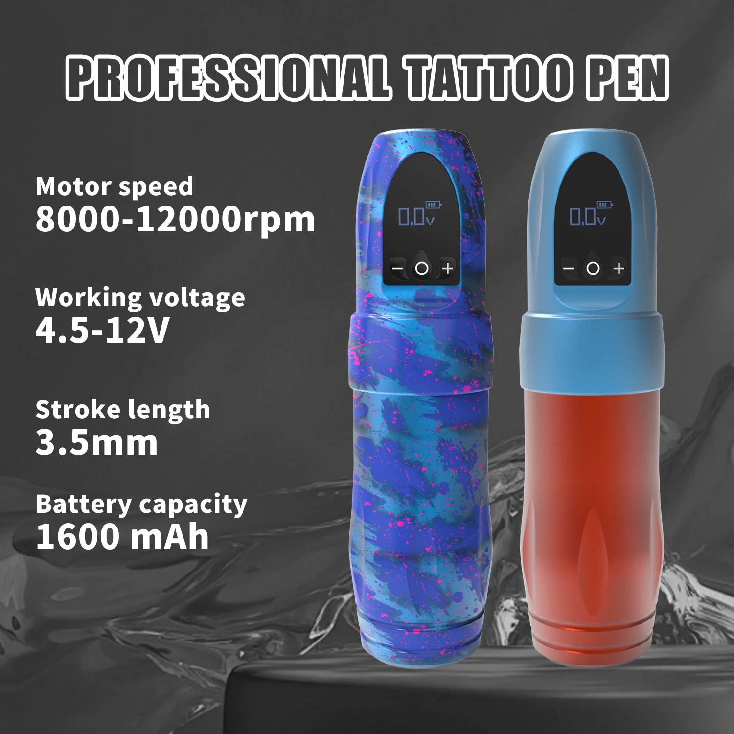 YILONG 1600mAh Wireless Tattoo Pen Brushless Motor Direct Drive Rotary Tattoo Gun with LED Display for Professional Body Art