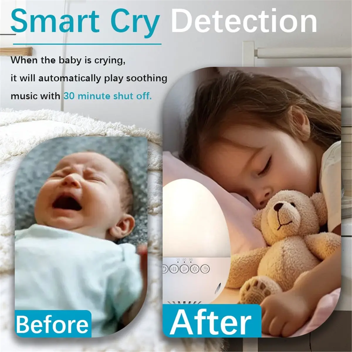 DT229 STOCK-White Noise Machine Baby Smart Sleep Aid Relaxing Soothing Natural Sound Portable Timer Night Light