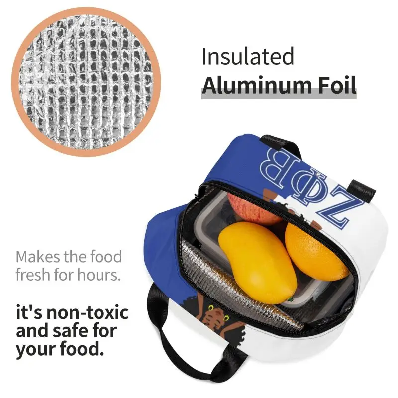 مخصص زيتا فاي بيتا نادي نسائي معزول حقيبة الغداء للسفر ZOB اليونانية رسالة 1920 مقاوم للماء برودة صندوق غداء حراري للأطفال #4