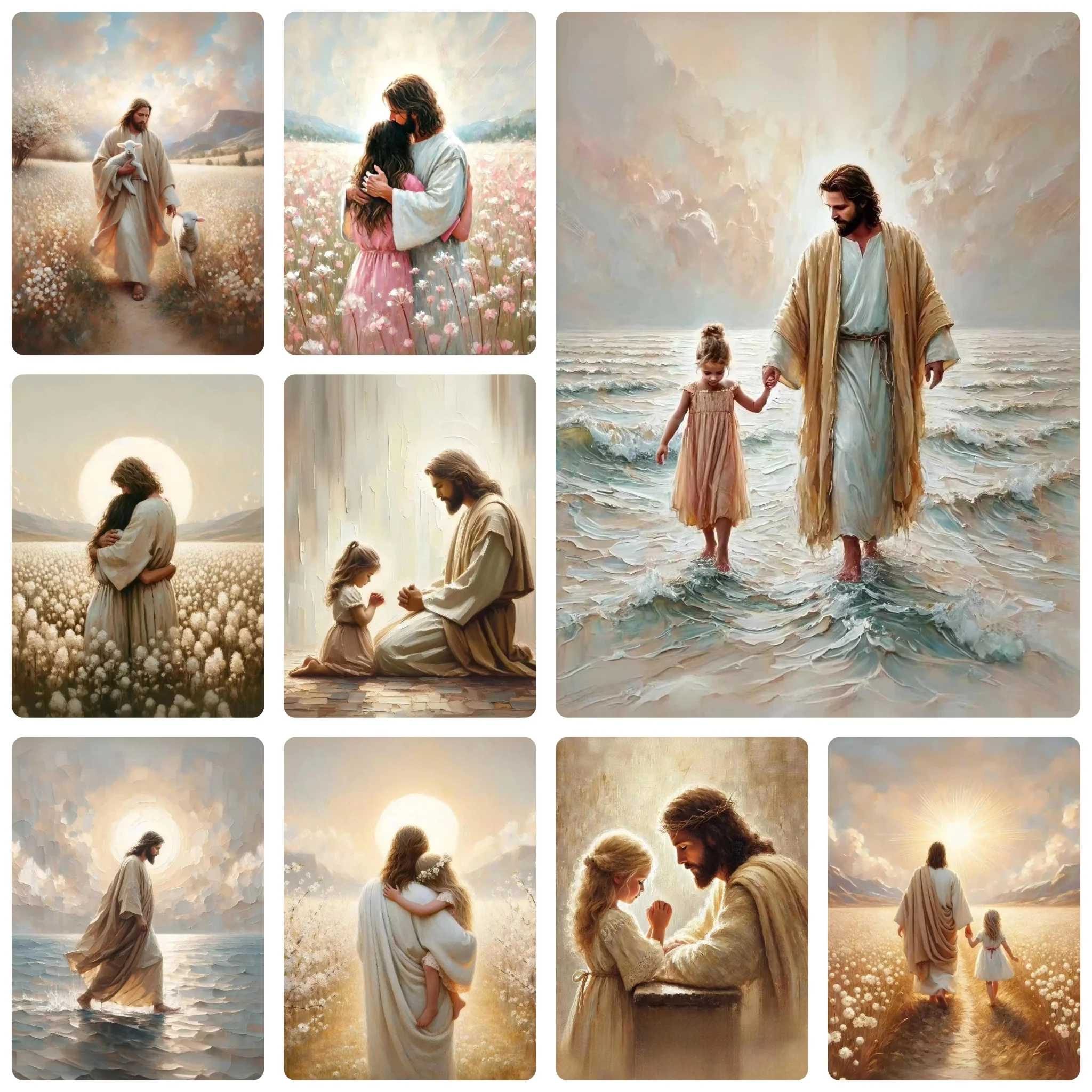 500/1000/1200/2000PCS Puzzle Jesus Walking on Water Flower Field Jigsaw Modern Home Decor Family Interactive Gift Holiday Gifts