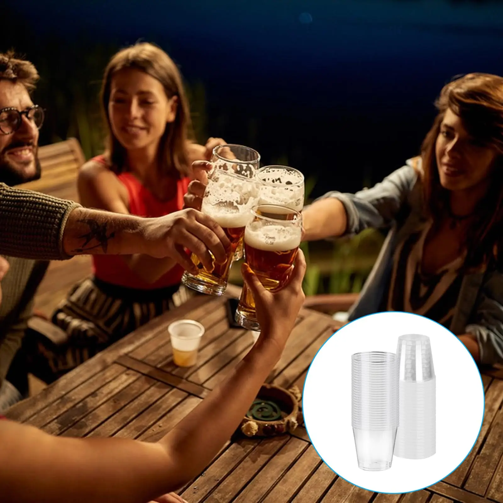 200 قطعة 30 مللي نظارات بلاستيكية شفافة قابلة لإعادة الاستخدام للحفلات/الزفاف/الحانات #6