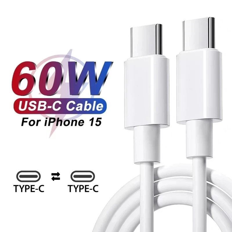 3m PD 60W USB C to Type C Cable for iPhone 15 Pro Max 15 Plus Samsung Moto VIVO OPPO Redmi POCO Honor Fast Charging Cable C to C