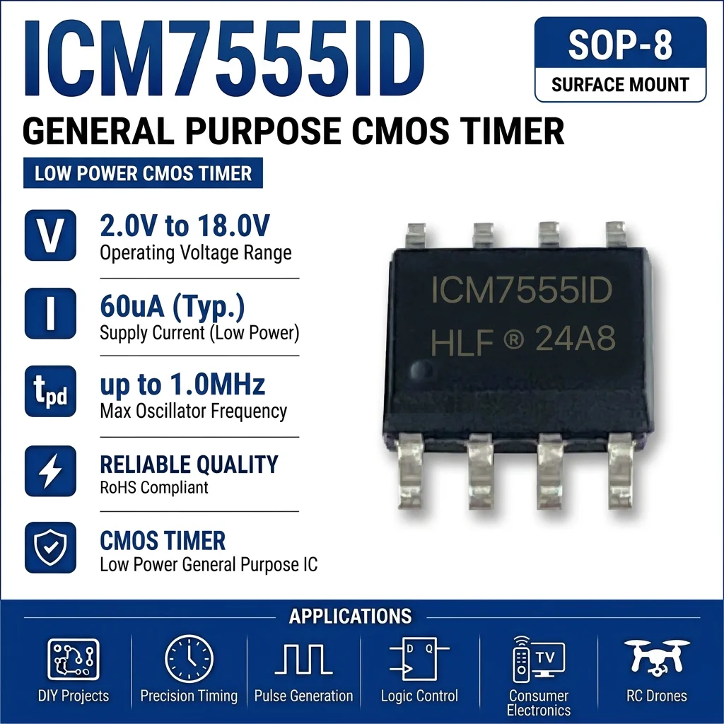 (25 pcs) ICL7555IPA GC7555AD DIP-8/ICL755IBA ICM7555ID SOP-8 ICM7555 CMOS Timer 500kHz