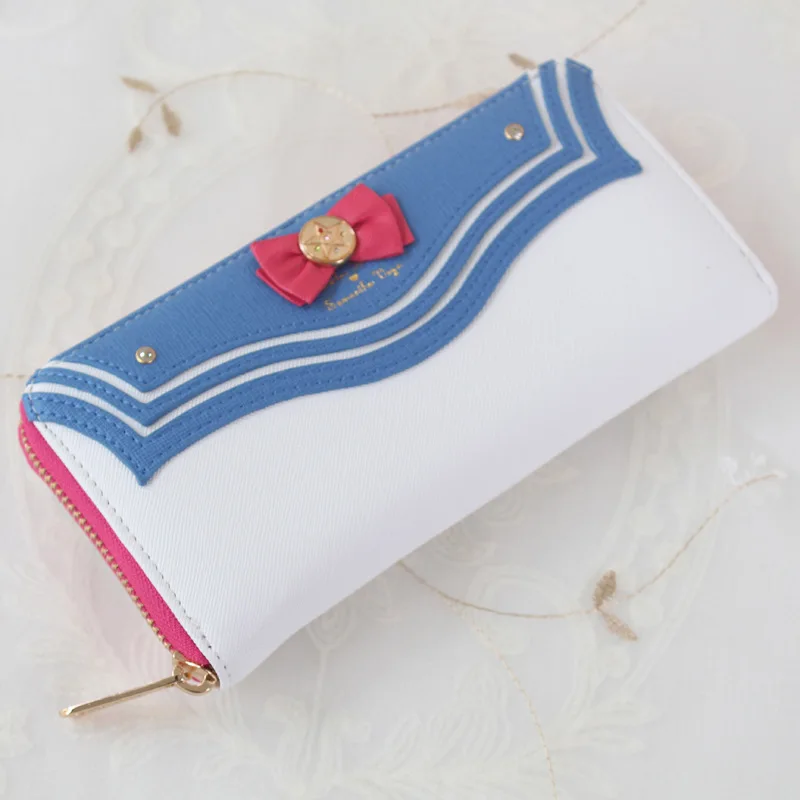 Anime kokardka podręczny torebka z poliuretanu Tsukino Usagi Cute Moon Girls Cosplay portfel kreskówka przenośny suwak Sailor rekwizyt