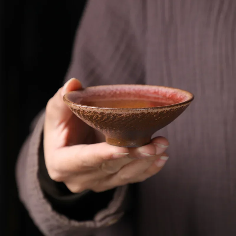 

Handmade Porcelain Master Cup, Japanese Style, Handmade Trumpet, Household Distressed Single Cup, Kung Fu Small Tea Cup