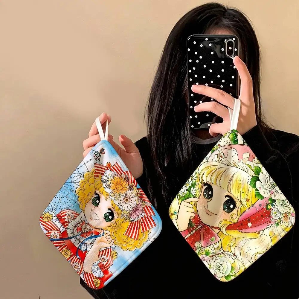 Anime C-candy Candy Hanging Kitchen Towel, Polyester Cotton Fabric, Absorbent Hand Wiping Towel for Home Dormitory