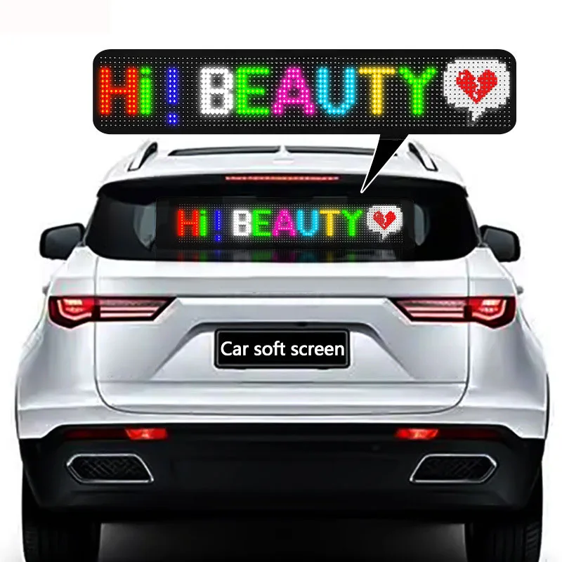 LED Flexible Panel RGB Film Screen for Car Bluetooth App Control Text Scrolling Pattern Animation LED Programmable Display USB