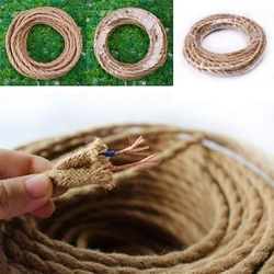 GANRILAND Electrical Wire Hemp Rope Woven 1/5/10/20/30 Meters Beige Docor Textile Cable Twisted Braided Retro Pendant Light Line