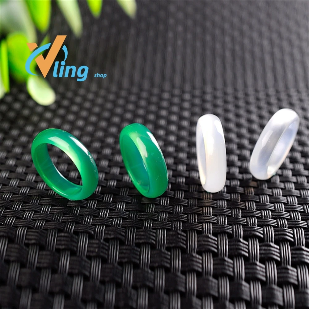 Natural green white jade ring, handmade sculpture simple jade ring, men party wedding jewelry gift rings for men woman