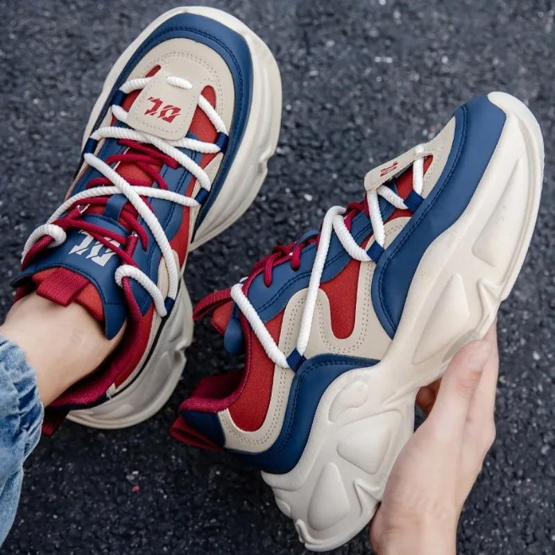 

Осень 2024, новая мужская модная трендовая повседневная обувь с низким берцем на толстой подошве, универсальные удобные нескользящие нишевые дизайнерские массивные кроссовки