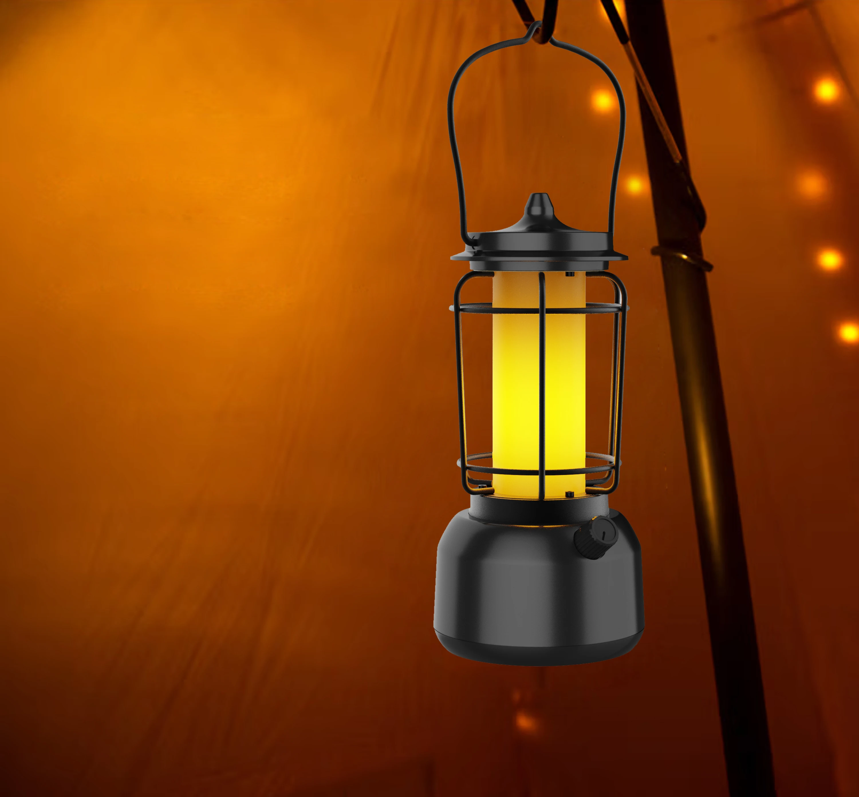 New Arrival Camping Lantern Waterproof LED Camping Lamp Retro Design Vintage Lantern Power Bank Tent Light