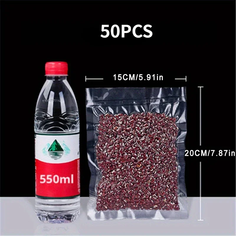 50 stuks vacuümsealerzakken, wegwerp luchtdichte compressiezak, transparante voedselverpakkingszak, voor vlees, fruit en groente