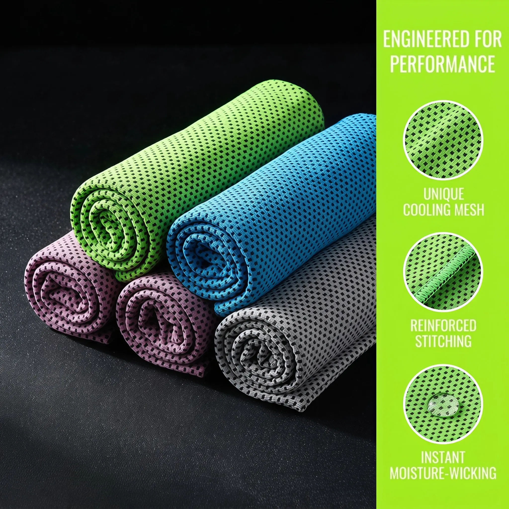 4Pcs High Performance Cooling Towels Quick Dry Sports Cooling Towel for Indoor Outdoor Activities Yoga Fitness Golf Tennis
