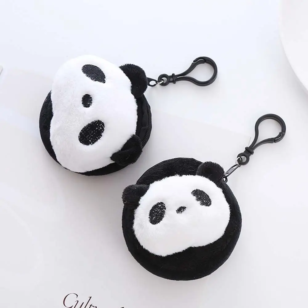 Moda animal de pelúcia panda moeda bolsa grande capacidade redonda dos desenhos animados saco de dinheiro batom bolsa mini fone de ouvido ao ar livre