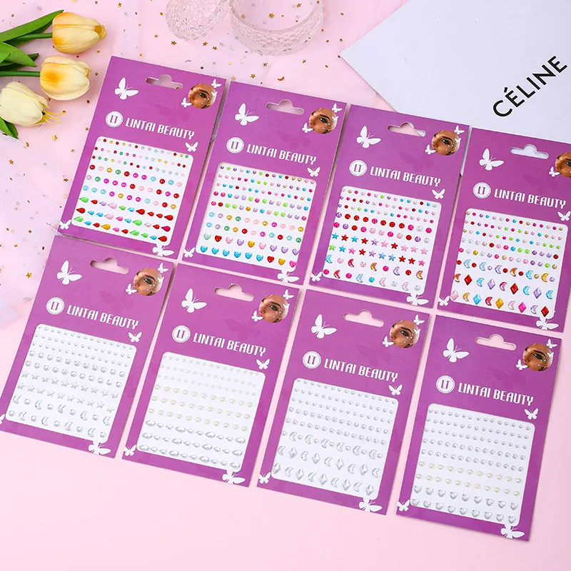Hot Selling Face Gems Stickers Self Adhesive Waterproof Teardrop Rhinestones for Party Makeup Nail Art Beauty Supplies view 4
