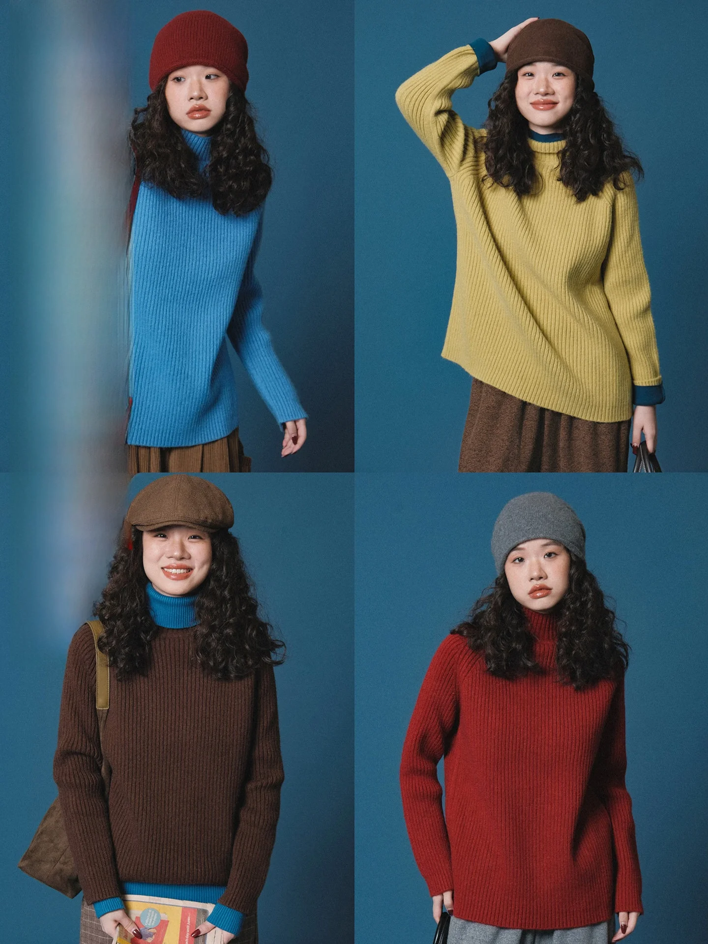 

Вязаный свитер Ivy Yang с высоким воротником и цветными блоками, теплый зимний модный женский трикотаж с длинными рукавами