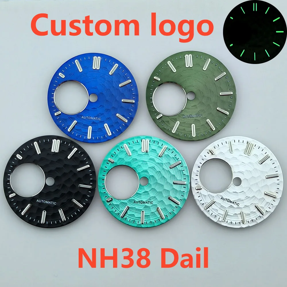 watch dial N H38 dial Custom logo Green luminous 28.5mm suitable for N H38movement watch accessories repair tool