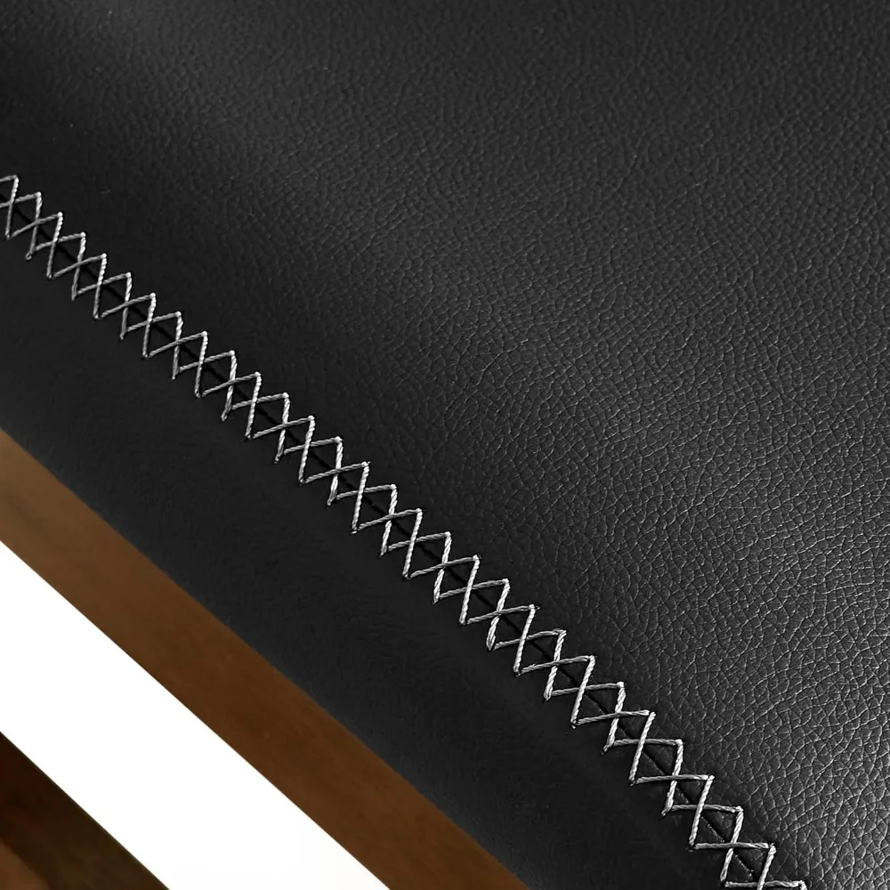 زوج من كراسي تناول الطعام الحديثة المصنوعة من الجلد الصناعي مع حواف مخيطة للمطبخ وغرفة الطعام #5