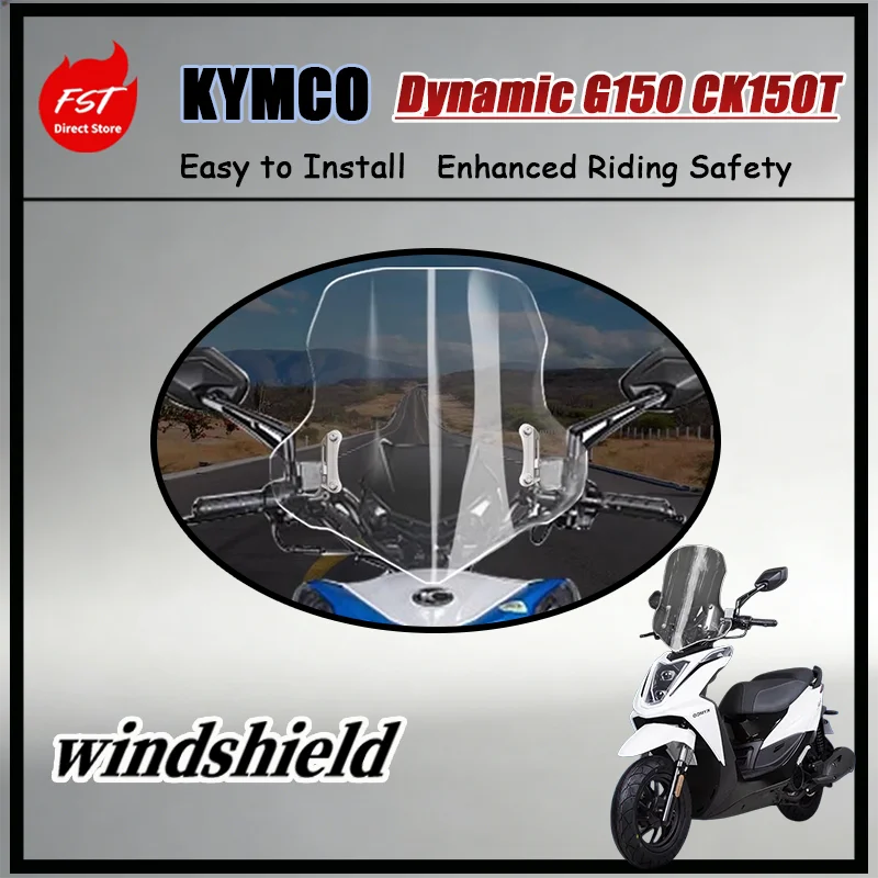 

FOR KYMCO Dynamic G150 CK150T Scooter Chest Guard Wind Screen High Clarity Impact Resistant Front Windshield Wind Mirror Mod
