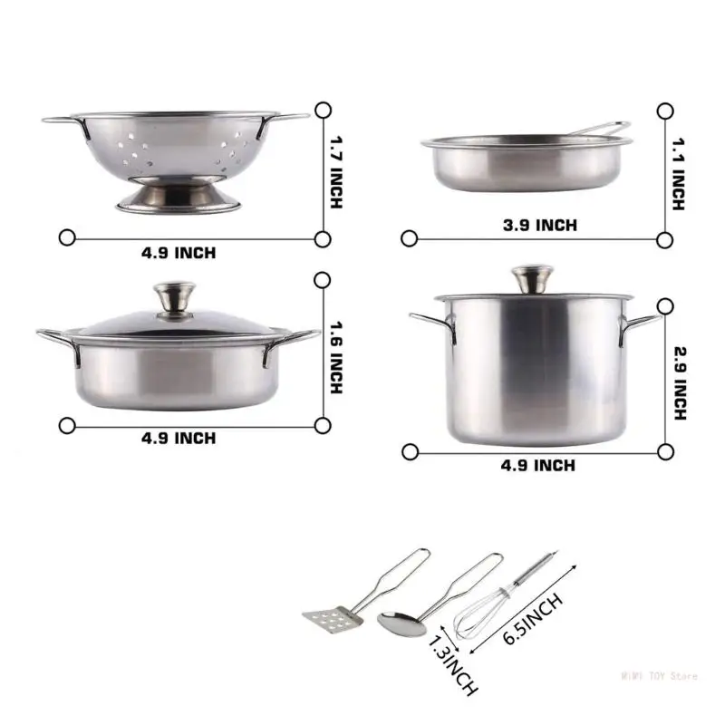 Boys Girls Educational Stainless Steel Cooking Utensils Fun Chef Apron Pot Pretend Play Toy Home Kids Kitchen Playset